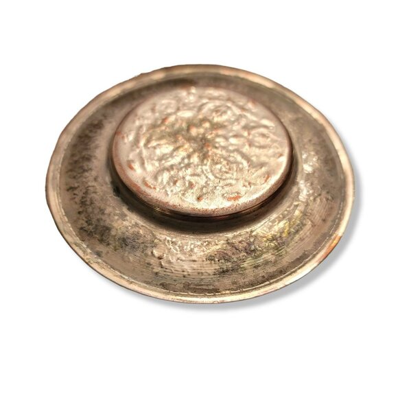 Vintage Persian Round Tray Copper with Tin Wash Corn Harvest Design JH1333 - Picture 4 of 5